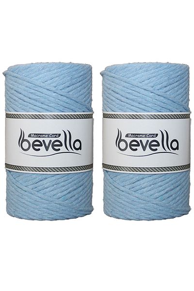 Bevella Macrame Cord Τυλιγμένο σχοινί μακραμέ μονό στριφτό 3 mm Σχοινί βαμβακερό πολυεστέρα μακραμέ 2 x 250 gr