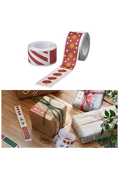 IKEA VINTERFINT 2 Pieces Total 100 Pieces Roll Tape Shaped Ready Label Sticker Gift Package Tape