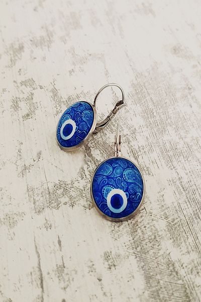 LADYMİRAGE EVIL EYE BEADS STEEL EARRING