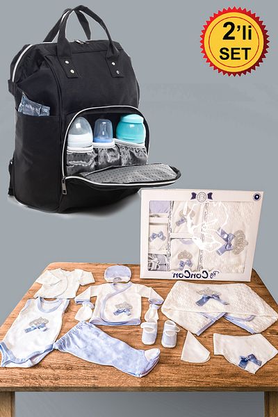 cucul Baby Care Bag and 10-Piece Newborn Baby Boy Hospital Outlet Double Set