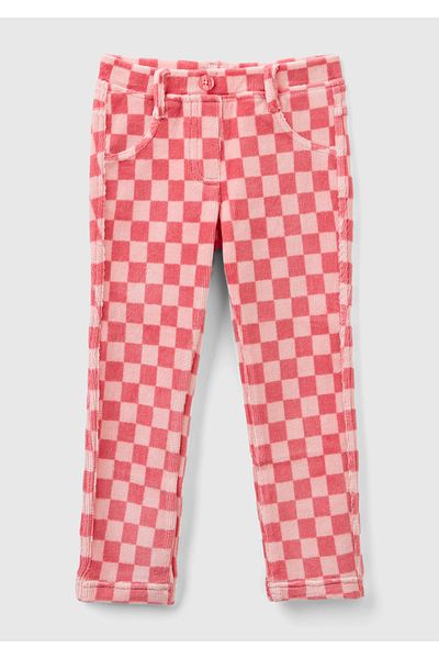 United Colors of Benetton Pink Mix Patterned Girl's Chenille Pants