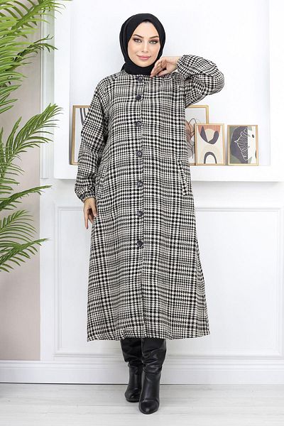 Modamihram Buttoned Chanel Cape Tan 19168