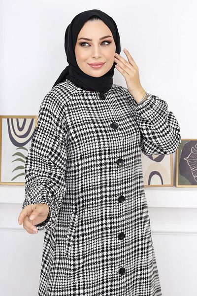 Modamihram Buttoned Chanel Cape Black 19168