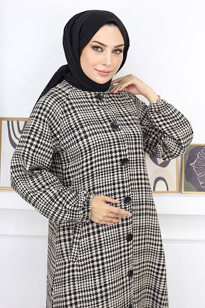 Modamihram Buttoned Chanel Cape Tan 19168