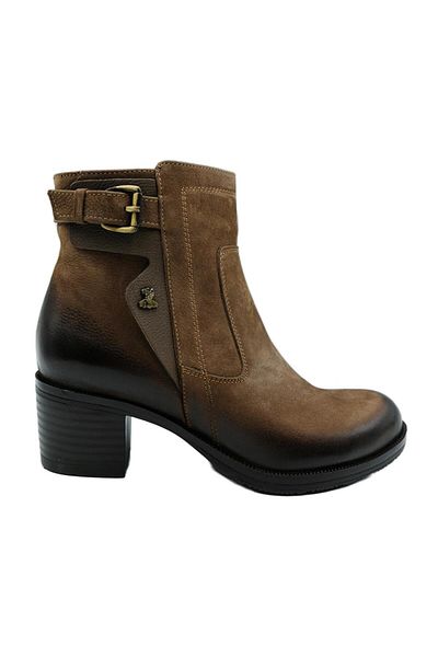Venüs Women's Side Buckle Genuine Leather Heeled Boots1779011K Mink