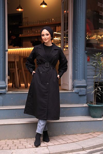 Esre Store Hijab Trench Coat Black