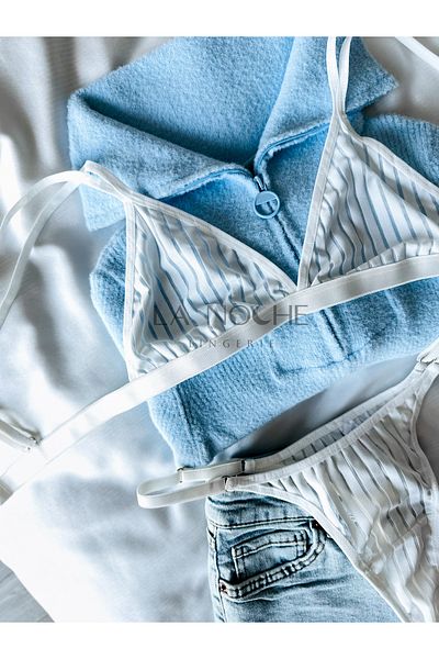 La Noche Lingerie Γυναικείο Σετ εσώρουχα με στρινγκ σουτιέν White Fancy χωρίς επένδυση