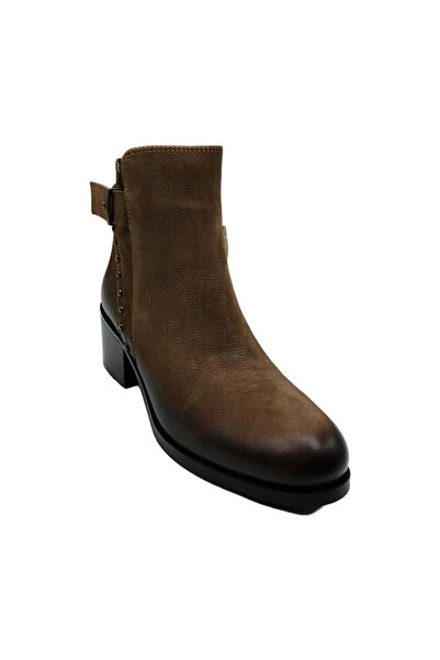 Venüs Kadın Yanları Zımbalı topuklu Süet Bot 1950925K Vizon