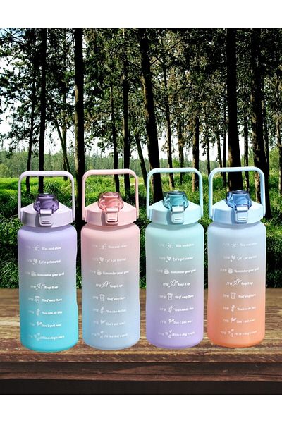 Comprox The Bottle Motivational 2-Piece Water Bottle Water Bottle 2 lt 750ml Tritan Water Bottle with Baby Water Bottle