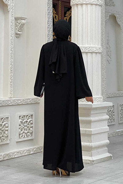 Bym Fashion Πέτρα ώμου Κεντημένη Γραβάτα Μέσης Ferace 7805 Μαύρο