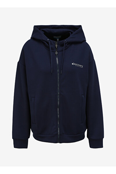 Discovery Expedition Lacivert Kadın Kapüşon Yaka Basic Sweatmont D3WL-SWT26