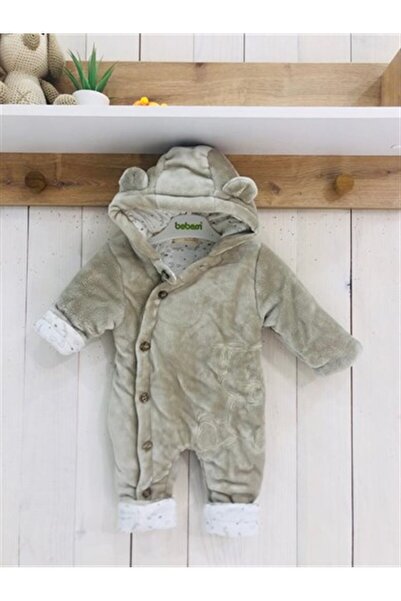 MotherWings Coral Soft Düğmeli Sevimli Ayıcık Bebek Tulumu