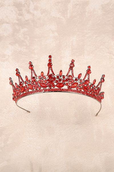 Hayalperest boncuk Crystal Bright Jewelled Bridal Crown Bridal Henna and Wedding Crown Princess Crown with Crystal Jewelled Red