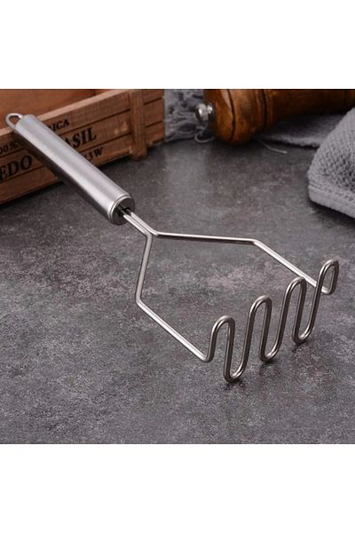 MorPort Practical 24 Cm Luxury Stainless Metal Potato Masher | Potato Masher Puree Maker ZigZac
