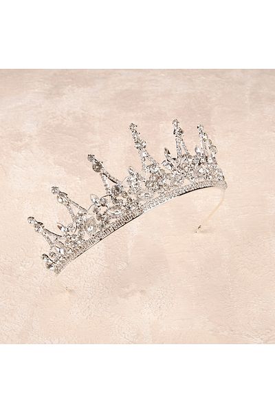 Hayalperest boncuk Crystal Bright Jewelled Bridal Crown Bridal Henna and Wedding Crown Crystal Jewelled Princess Crown Silver