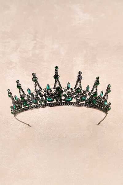 Hayalperest boncuk Crystal Bright Jewelled Bridal Crown Bridal Henna and Wedding Crown Princess Crown with Crystal Jewelled Green