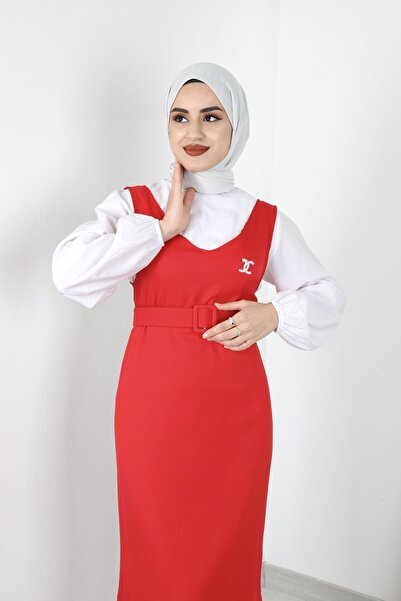 By Hacer Ayaydın Fashion Long Gilet with Pleated Belt