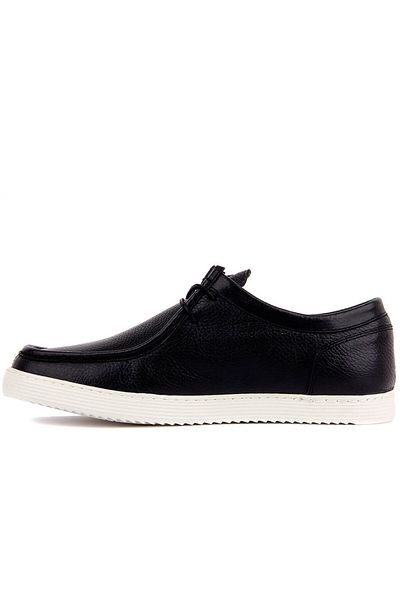 SailLakers - Black Leather Lace-Up Men's Casual Shoes