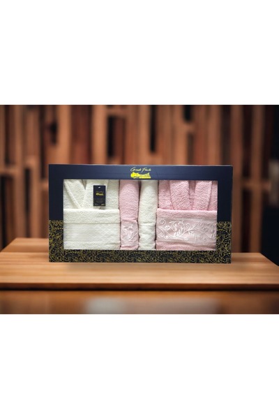 Bayev Grande Familie 6-предметний сімейний комплект халатів рожево-білий