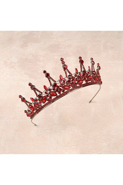 Hayalperest boncuk Crystal Bright Jewelled Bridal Crown Bridal Henna and Wedding Crown Princess Crown with Crystal Jewelled Burgundy