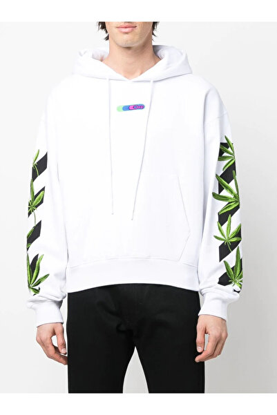 BrandsBoutique Off White Weed Arrows Beyaz Sweatshirt