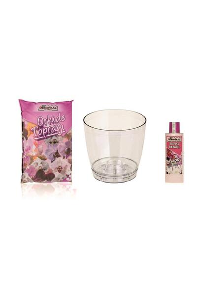 ÇELİKPENÇE Orkide Toprağı + Saksısı (2.3L) + Besini 3'lü Set