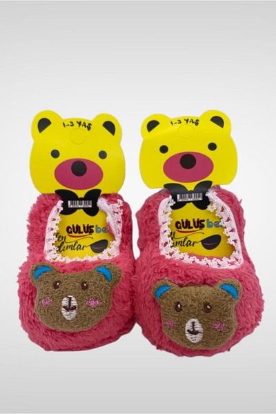 Akface plush indoor newborn baby booties with rattle toy