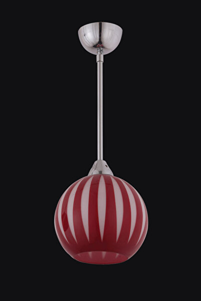 Avize çarşısı Arda Tekli Dik Şeritli Kırmızı Camlı Sarkıt Avize Bs.7062-51-01-k