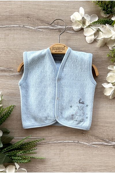 Renkli Puset Quilted Seasonal Baby Vest Hippo Ecru Pink Blue