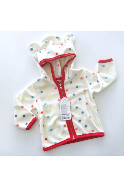 Aydodo Teddy Bear Patterned Zippered Hooded Fleece Cardigan