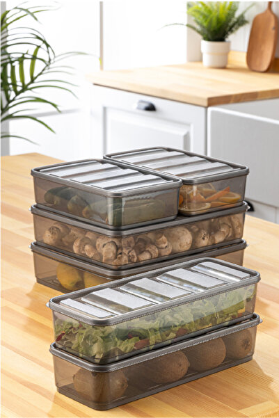 Vienev Bella 6-Piece Anthracite Refrigerator Organizer - 2X(3.5, 1.65, 1.75 Liter)