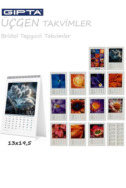 Gıpta 2024 Flower 13x19,5 Bristol Üçgen Masa Takvimi