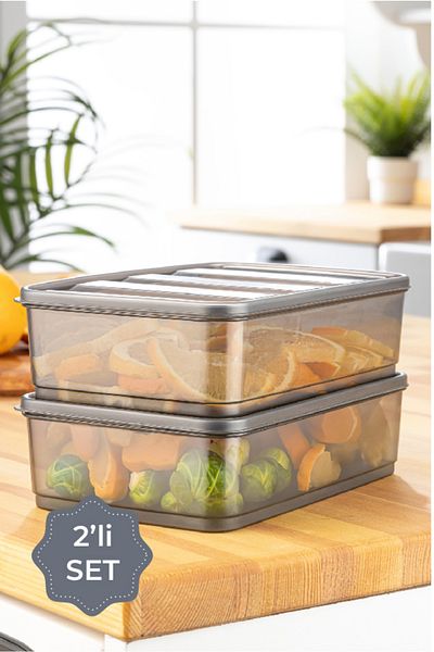 Vienev Anthracite 2-Piece Bella Refrigerator Organizer - 1.75 Liter
