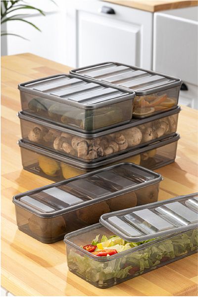 Vienev Bella 6-Piece Anthracite Refrigerator Organizer - 2X(3.5, 1.65, 1.75 Liter)