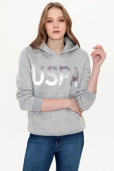 U.S. Polo Assn. Women's Gray Hooded Sweatshirt