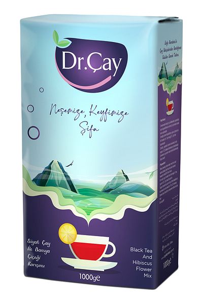 Dr.Çay 1 Kg Black Tea and Okra Flower Mix