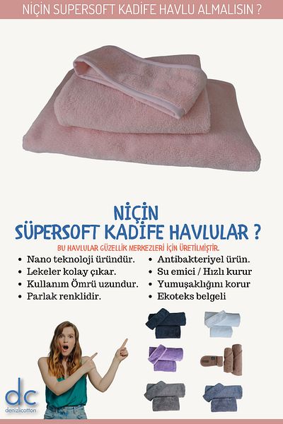 denizlicotton Σετ πετσετών μπάνιου Supersoft Velvet Special για Beauty Centers 70x140 cm Κεφάλι 50x90 cm Μπαντάνα 8x70 cm