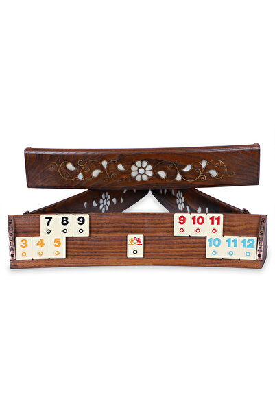 Pusula Oyun Doğal Ahşap Sedefli Oval Okey Takımı Gül 101 Oyun Seti