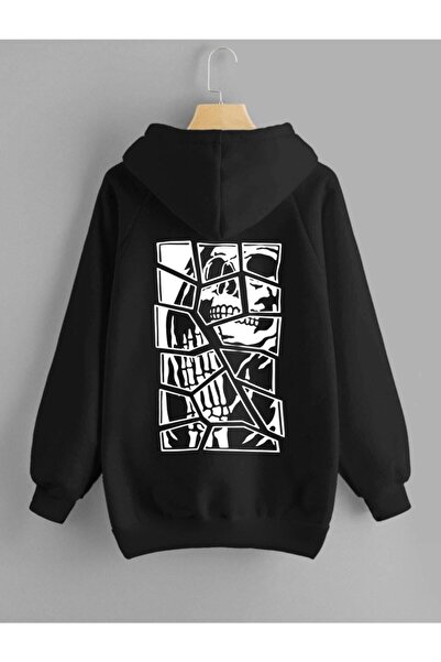 Vordevia Hanorac pentru bărbați cu glugă cu imprimeu cu craniu