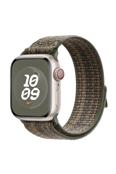m.tk moveteck Apple Watch Series 9 GBS 45mm Compatible Nike Sport Loop Band Nylon Mesh Weave - Redwood Orange