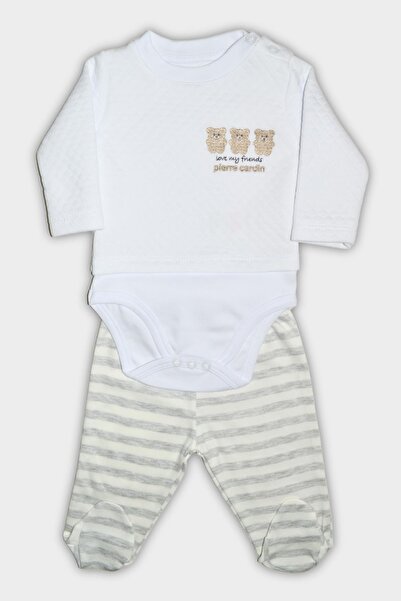 Pierre Cardin Pamuklu Ayıcık Desenli Body Bebek Alt-Üst Takım 305003