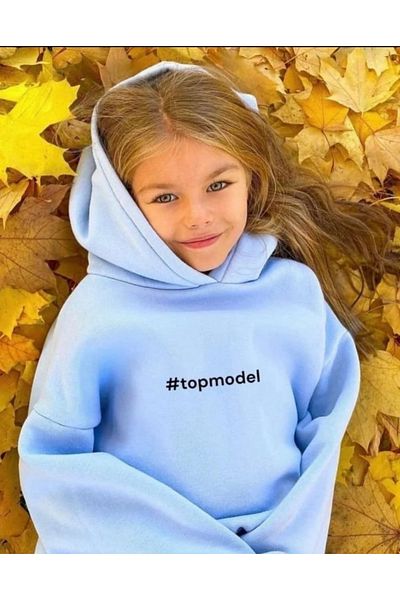 Machetta Set de partea inferioară cu glugă pentru copii-copil BabyBlue „TopModel” cu detaliu imprimat în față