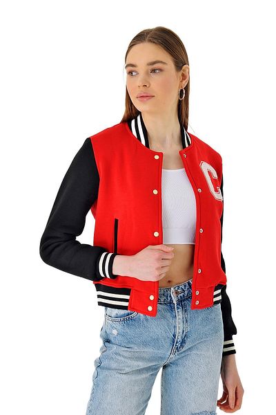 CHUBA Women's Cotton Bomber College Jacket Red 23s1030