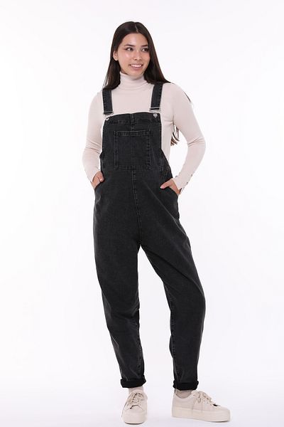 LYN MAMA Jeans de Maternitate Johana Salopet - Negri