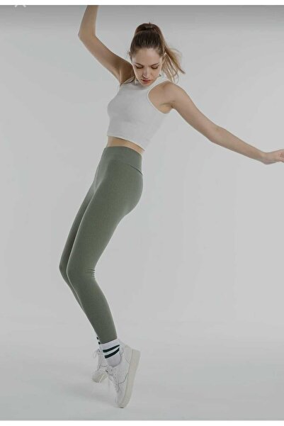 Butik Şımarık Colanți de iarnă kaki cu talie înaltă, căptușită cu fleece, cu ...