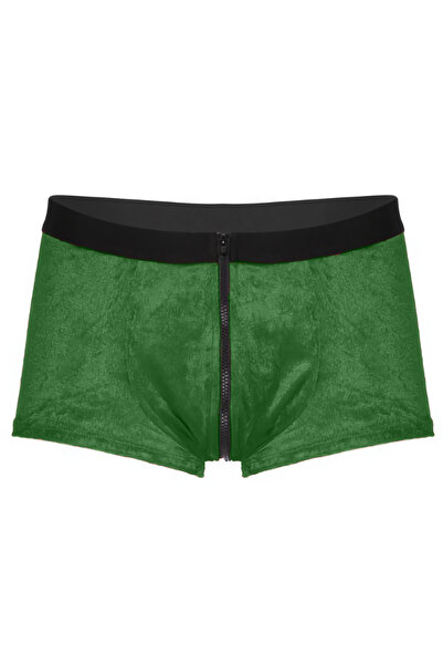 NSM Πράσινο βελούδινο χριστουγεννιάτικο ανδρικό μποξεράκι με φερμουάρ