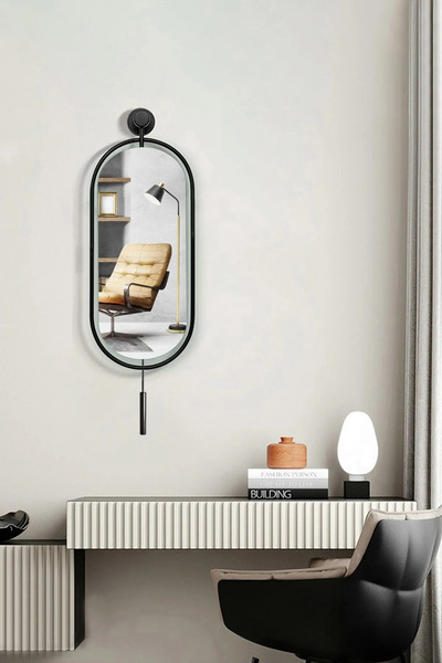 MetaQuartz Aksesuar (BÜYÜK BOY) 27*75 Serenity Black Ayna, Dekoratif Modern D...