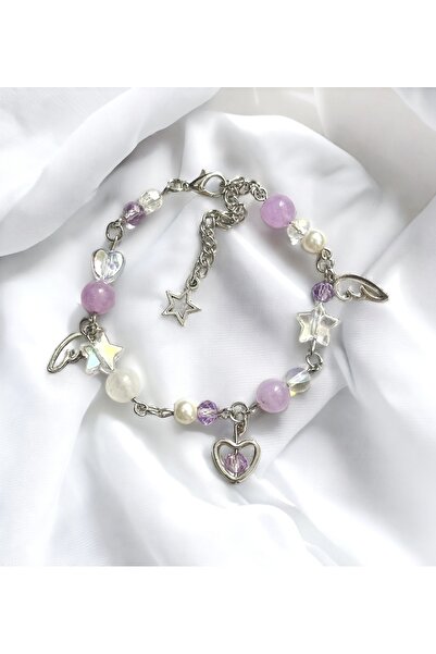 sleyshop Ametist Aytaşı inci boncuk bileklik