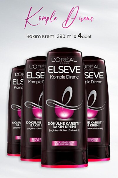 ELSEVE Komple Direnç Dökülme Karşıtı Bakım Kremi 390 ml X 4 Adet