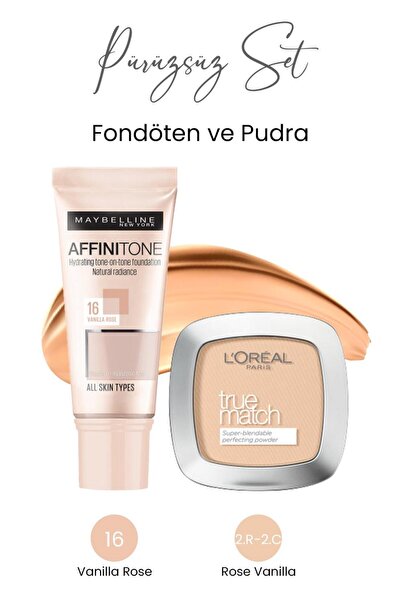 Maybelline New York Affinitone Fondöten 16 Vanilla Ve True Match Pudra 2.r-2....